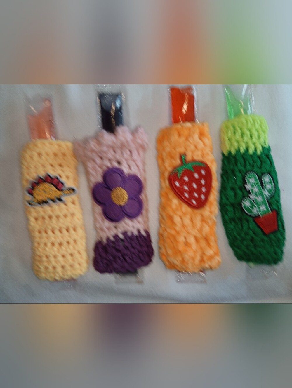 Handmade Kids Crochet Ice Pop/Freeze Pop Koozies - Assorted Colors And Appliques